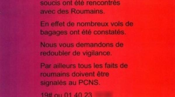 afis xenofob in trenurile din franta feriti va de hotii de bagaje romani