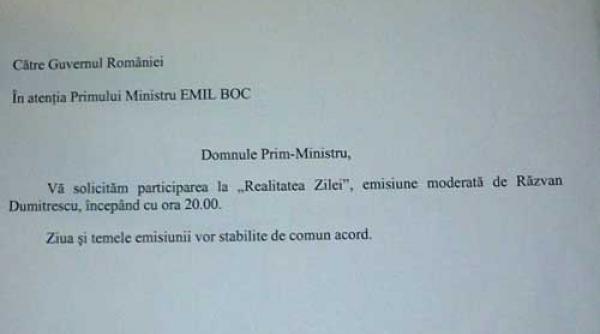 realitatea tv va permite doar interventii in direct programate ale purtatorului de cuvant al lui boc