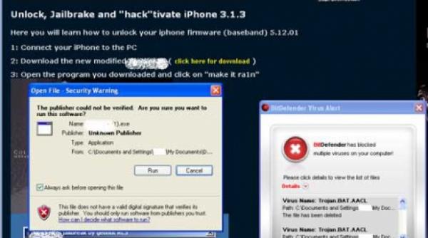 un virus mascat sub deblocare de iphone