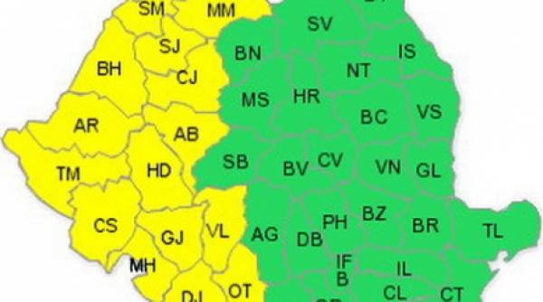 cod galben de ploi si vijelii in 15 judete