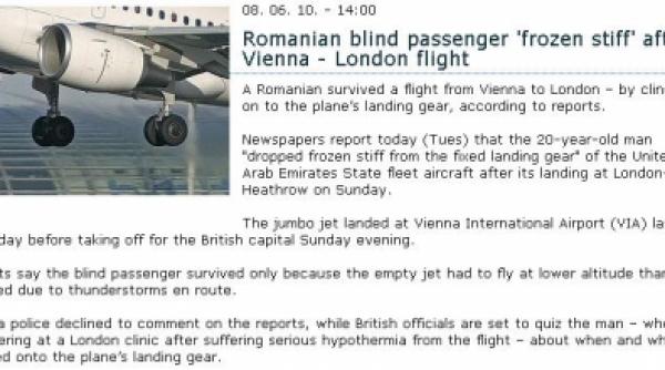 un roman a zburat de la viena la londra agatat de trenul de aterizare