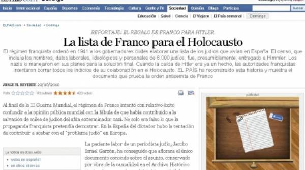 regimul lui franco a intocmit lista evreilor din spania si a transmis o nazistilor