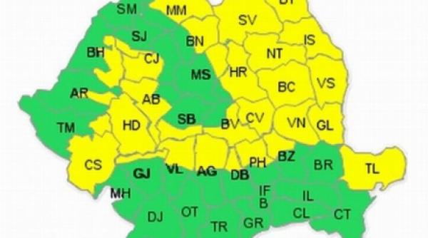 cod galben de ploi torentiale in 30 de judete