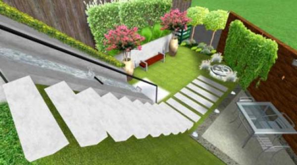 gradina cu forma neregulata flancata de o panta abrupta