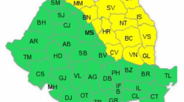 cod galben de ploi in 13 judete