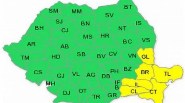 cod galben de ploi pentru sase judete din sud estul tarii