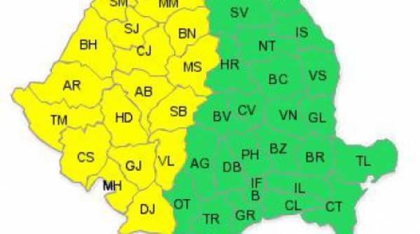 cod galben de ploi si vijelii in jumatatea de vest a tarii