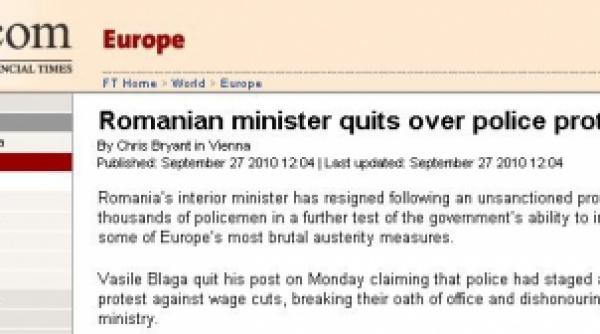 presa internationala demisia lui vasile blaga in contextul celor mai brutale masuri de austeritate din europa