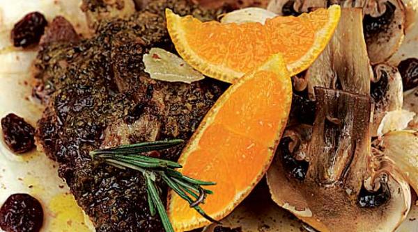 iepure cu ciuperci si portocale