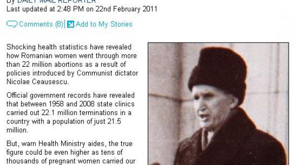 daily mail romania 22 de milioane de avorturi in 50 de ani