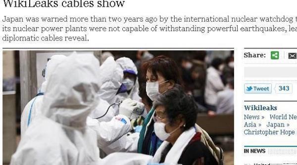 wikileaks japonia stia din 2008 de problemele existente la centralele nucleare
