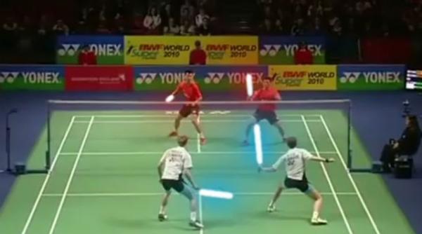 super video badminton cu sabii jedi