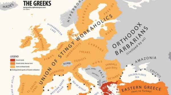 europa in viziunea grecilor bulgarii retardati romanii vandali italienii plagiatori vezi harta completa