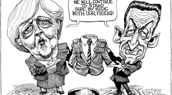 the economist prezice printr o caricatura sfarsitul sustinerii greciei de catre germania si franta