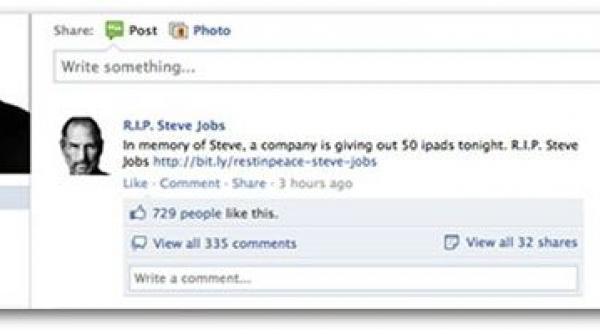 au aparut deja escrocherii pe facebook care exploateaza moartea lui steve jobs