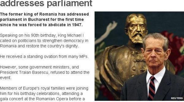 bbc basescu a boicotat discursul regelui in parlament