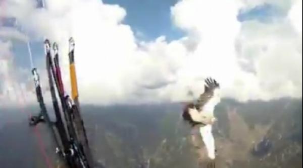 o pereche de vulturi ataca un parasutist acesta prabusindu se in padure video