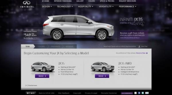 infiniti a lansat configuratorul online pentru noul crossover jx