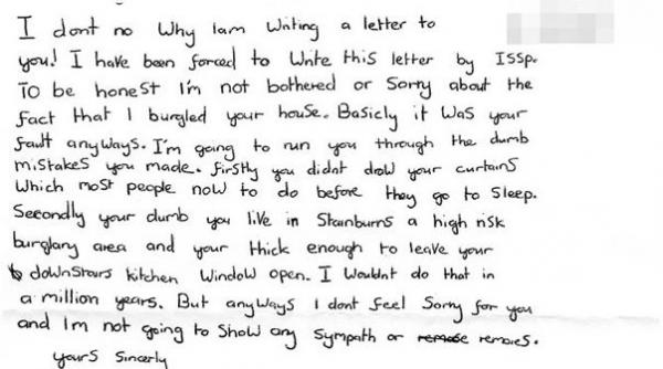 scrisoarea unui hot catre victima sa cum poti sa fii atat de prost incat sa lasi fereastra deschisa