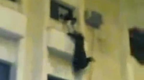 un arab isi arunca nevasta pe geam de la etajul trei video