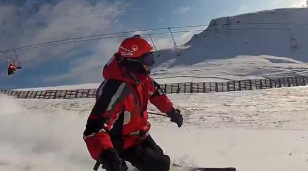 soare munte zapada si schi pe valea dorului video