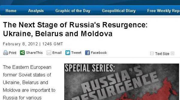stratfor moldova va ramane in fundatura pana cand cineva va infrunta rusia romania nu poate tine piept federatiei ruse