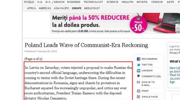 new york times nepopularul si autoritarul traian basescu seamana cu ceausescu