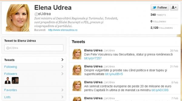 udrea este inca ministru pe twitter