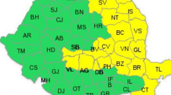 atentionare meteo cod galben de vant puternic pentru 19 judete