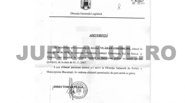 exclusiv iata dovada ca vladan a obtinut permisul pe port arma in calitate de politist