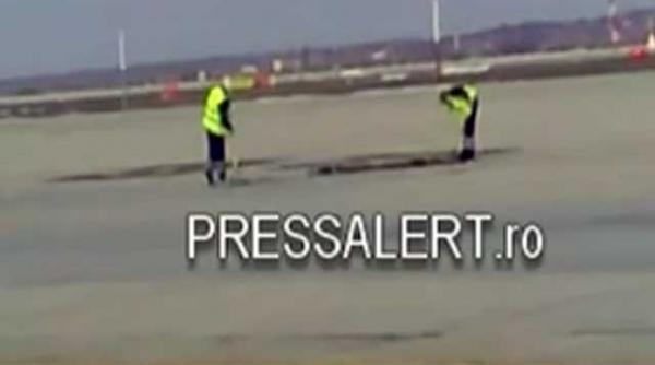pista aeroportului din timisoara reparata cu matura si tarnacopul video