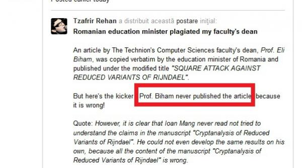 exclusiv un student al lui eli biham spune ca profesorul n a publicat niciodata lucrarea pe care ar fi plagiat o ministrul mang