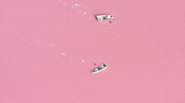 cer albastru apa roz lacul retba din senegal pare un imens milkshake de capsuni video