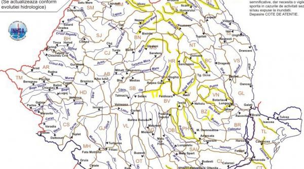 hidrologii au emis cod galben de inundatii pe mai multe rauri din tara