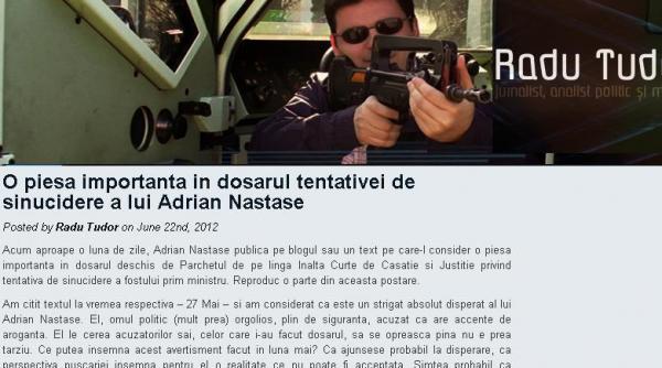 un indiciu ca adrian nastase se pregatea pentru ceva ireversibil ce scrie radu tudor pe blogul sau