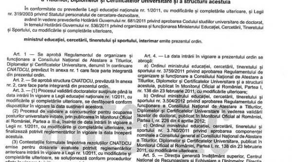 ministrul educatiei a modificat regulamentul privind atestarea diplomelor componenta cnatdcu va fi schimbata vezi ordinul publicat azi in monitorul oficial