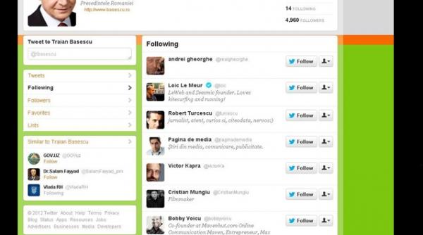 pe cine urmareste basescu pe twitter
