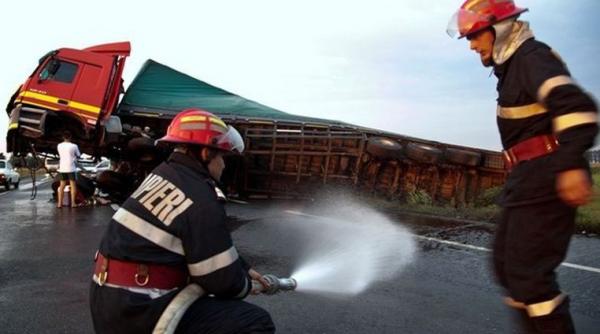 autocamion cu nitrat de amoniu rasturnat pe dn 22 in tulcea exista pericol de explozie