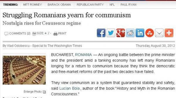 washington times romanii tanjesc dupa trecutul comunist