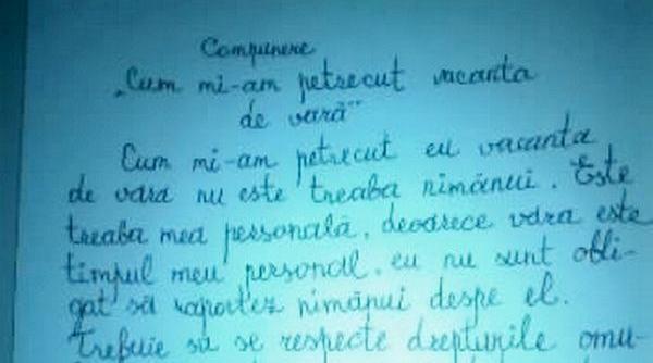 incredibila compunere a unui elev roman despre ce a facut in vacanta de vara