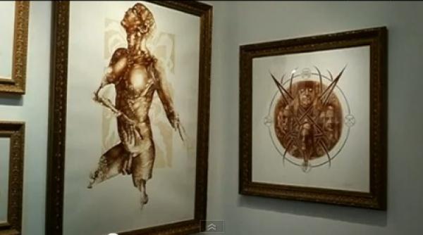video un artist isi foloseste propriul sange pentru a picta