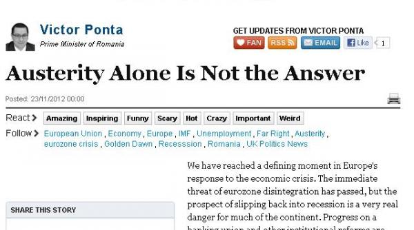 victor ponta pentru huffington post austeritatea singura nu este raspunsul