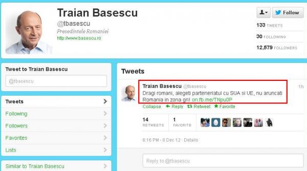 desi sustine ca nu se implica in campania electorala traian basescu da indicatii pe twitter cum sa voteze romanii