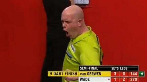 michael van gerwen 9 dart finish record