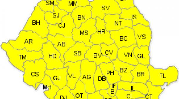 cod galben de ninsori i vant puternic pentru centrul si nordul tarii