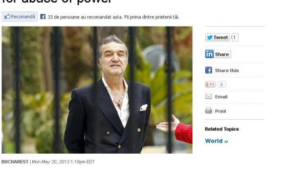 becali unul dintre putinii grei inchisi in romania reactia presei internationale dupa condamnarea patronului stelei