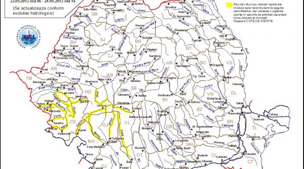 cod galben de inundatii pe raurile mici din mai multe bazine hidrografice vezi harta