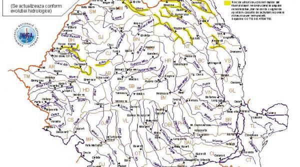 cod galben de inundatii pe rauri din 11 judete cand intra in vigoare avertizarea hidrologica