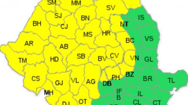 anm a emis doua atentionari cod galben de vijelii ploi torentiale si grindina vezi zonele vizate