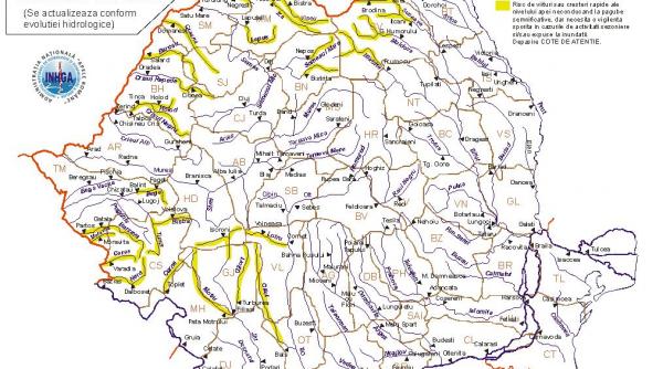 cod galben de inundatii in 14 judete atentionarea intra in vigoare la ora 18 00 vezi harta